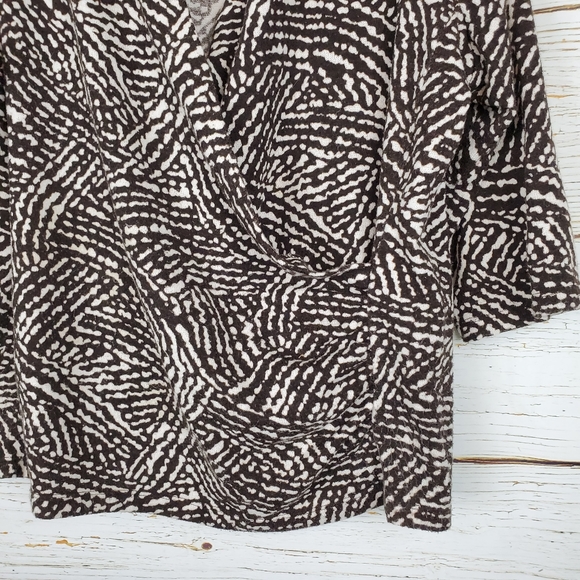 Laura Ashley Brown & Cream Wrap Style Top - Picture 3 of 5